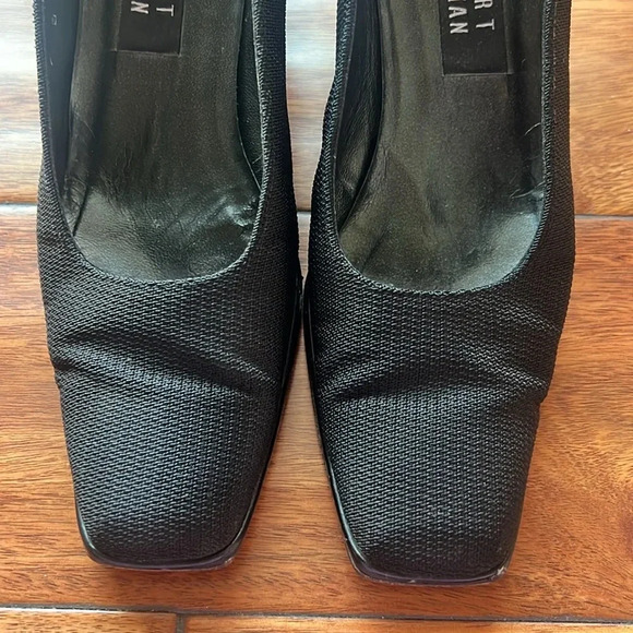 Vintage Stuart Weitzman Black Sq Toe Block Heel Pump Size 7 - Picture 2 of 15